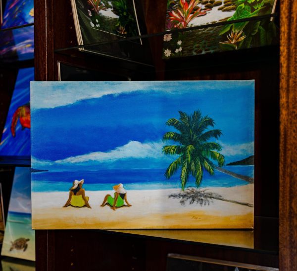 beach painting with two people